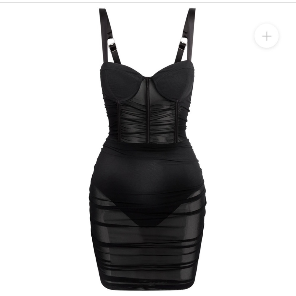 Elegant Black Mesh Mini Dress